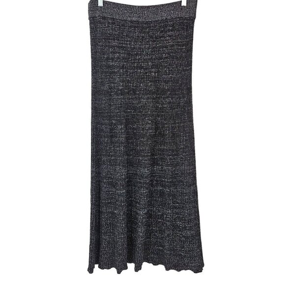 Free People Shine Bright Metallic Ribbed Maxi Skirt Black Women's Size M Knit - Picture 5 of 11